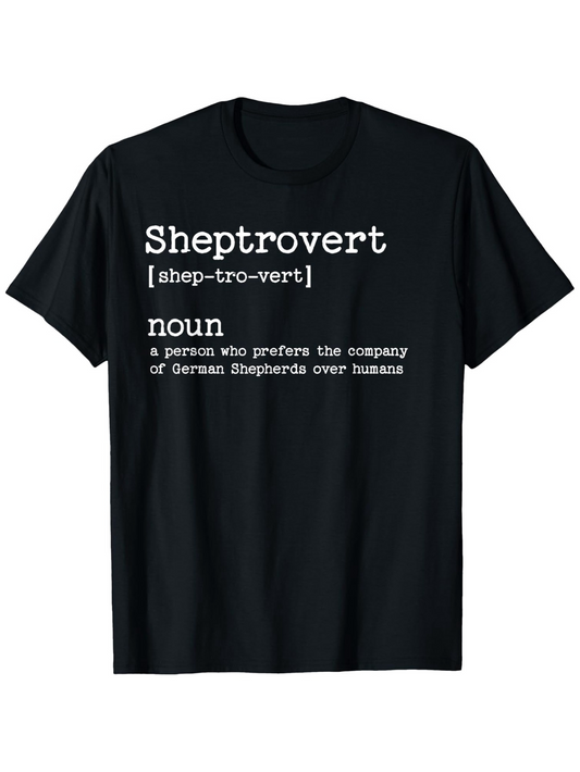 Men's Graphic T-Shirt Sheptrovert Playful Dictionary Text With German Shepherd Definition