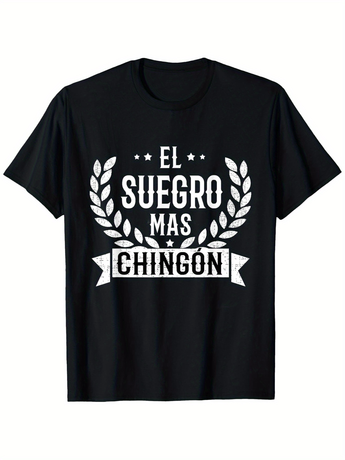 Men's Graphic T-Shirt White Wreath With Stars And Ribbon Accenting Bold Motivational Slogan Shirt