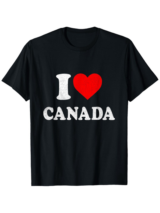 Men's Graphic T-Shirt I Love Canada Simple Bold Heart And Text Design