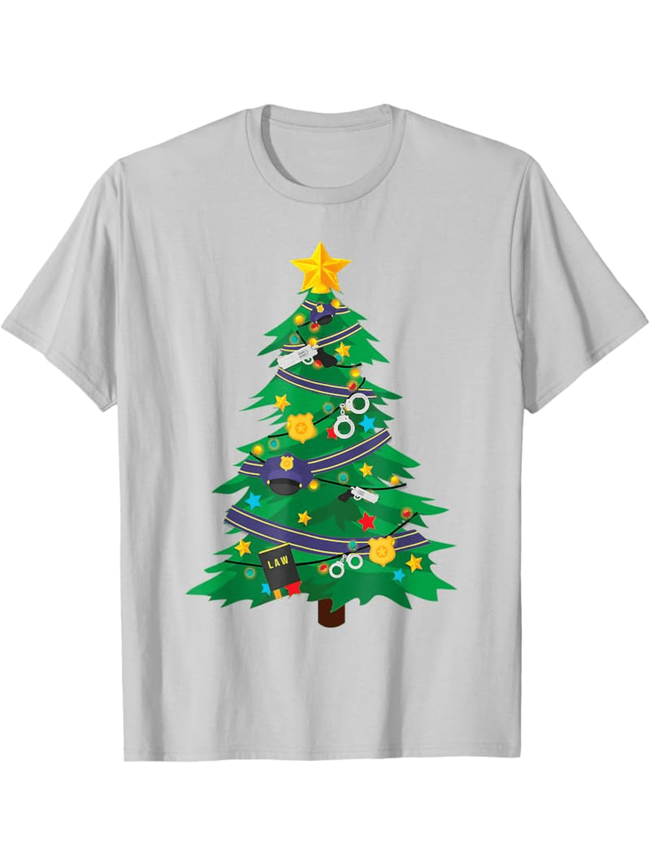 Men's Graphic T-Shirt Brightly Decorated With Stars And Ornaments Festive Christmas Tree