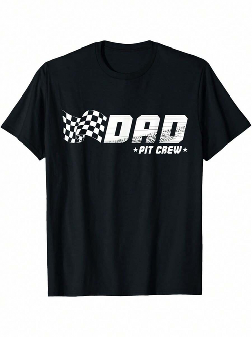 Men's Graphic T-Shirt Dad Pit Crew With Racing Checkered Flag Speed Graphic T Shirt