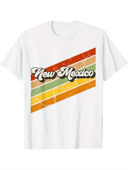Men's Graphic T-Shirt New Mexico Retro Striped Colors With Faded Vintage Diagonal Bars