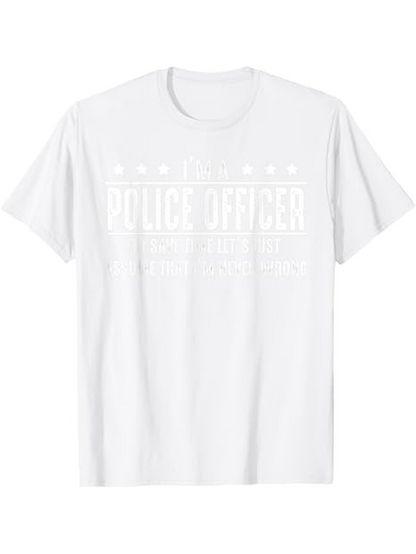Men's Graphic T-Shirt Proud Police Officer With Stars Underlined Text Statement