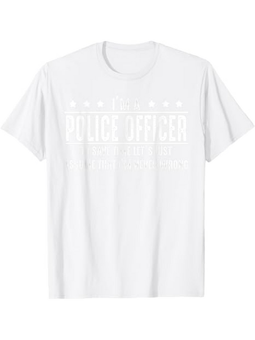 Men's Graphic T-Shirt Proud Police Officer With Stars Underlined Text Statement