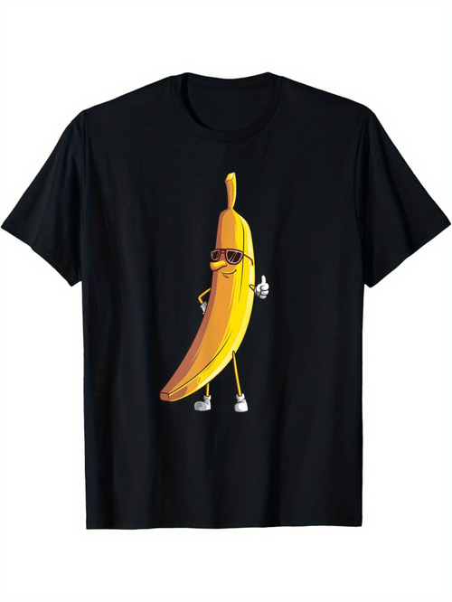Men's Graphic T-Shirt Cool Cartoon Banana With Sunglasses Striking Confident Pose Playful Attitude T Shirt Banana