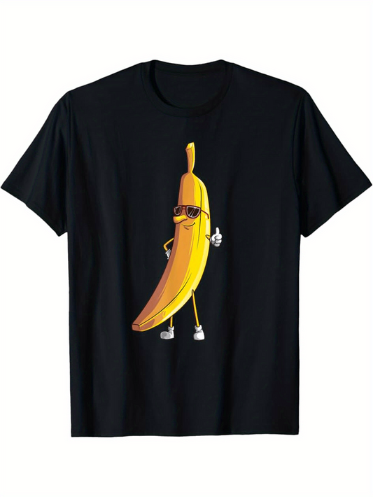 Men's Graphic T-Shirt Cool Cartoon Banana With Sunglasses Striking Confident Pose Playful Attitude T Shirt Banana