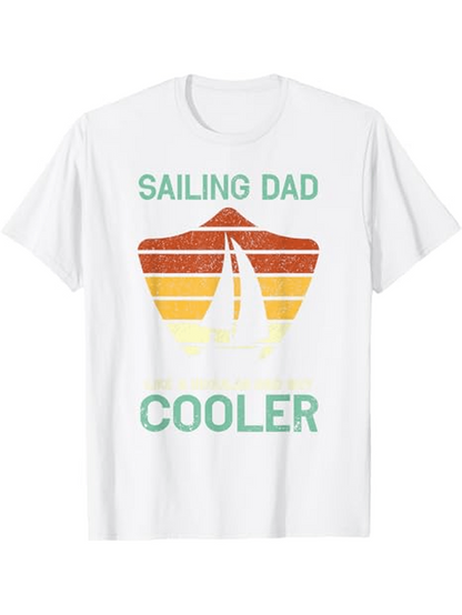 Men's Graphic T-Shirt Sailing Dad Retro Sunset With Yellow Sailboat Cooler