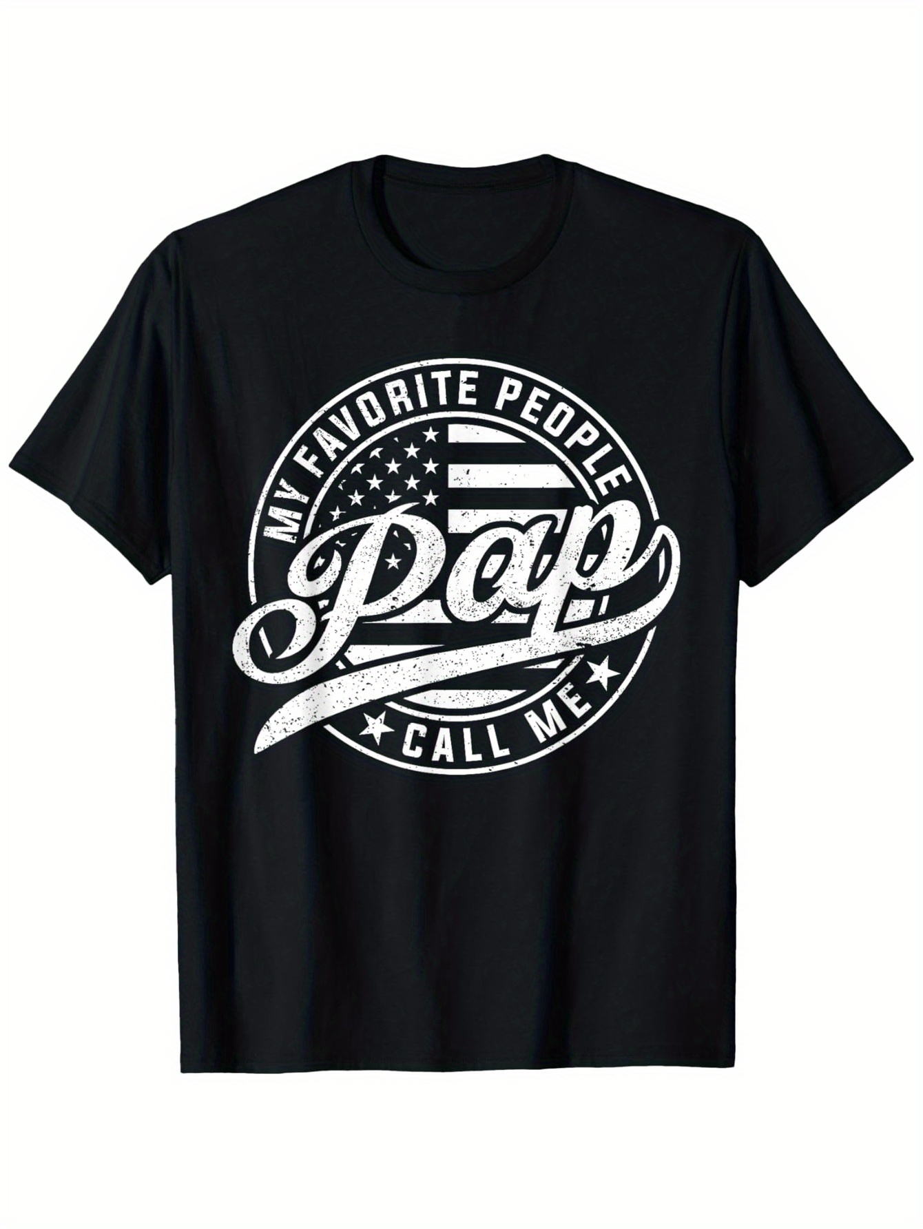 Men's Graphic T-Shirt My Favorite People Call Me Pap With American Flag Theme Circle Emblem