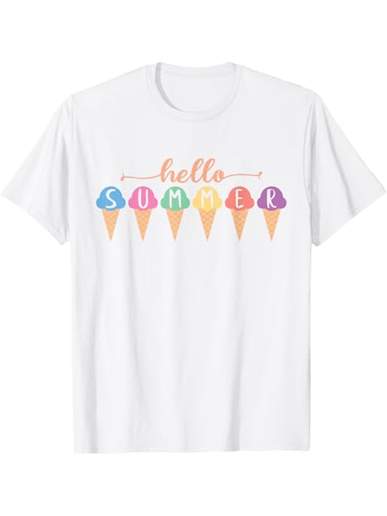 Men's Graphic T-Shirt Hello Summer With Pastel Ice Cream Cones For Hot Days