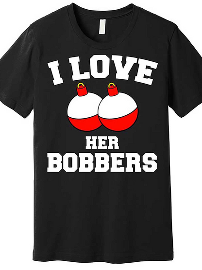 Men's Graphic T-Shirt I Love Her Bobbers Playful Red And White Fishing Bobber Illustration Shirt