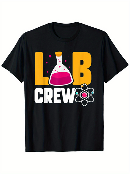 Men's Graphic T-Shirt Lab Crew Colorful Science Icons With Atom And Flask