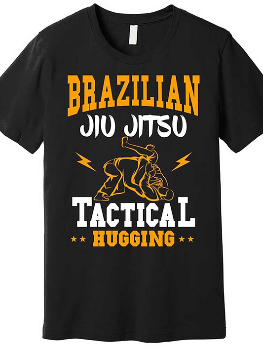 Men's Graphic T-Shirt Brazilian Jiu Jitsu Tactical Hugging With Grappling Fighters Illustration