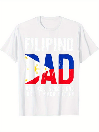 Men's Graphic T-Shirt Filipino Dad With Bold Flag Colors And Patriotic Letter Design Dad
