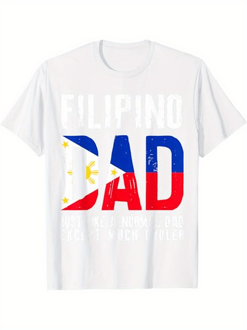 Men's Graphic T-Shirt Filipino Dad With Bold Flag Colors And Patriotic Letter Design Dad