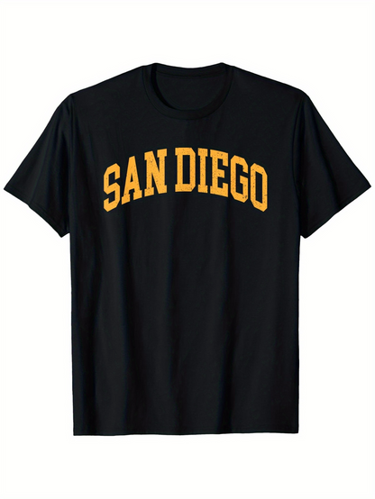 Men's Graphic T-Shirt San Diego Classic University Collegiate Bold Lettering Black T Shirt