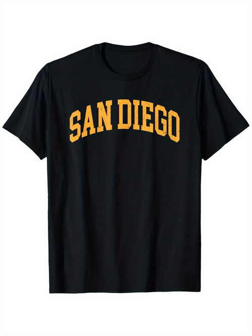 Men's Graphic T-Shirt San Diego Classic University Collegiate Bold Lettering Black T Shirt