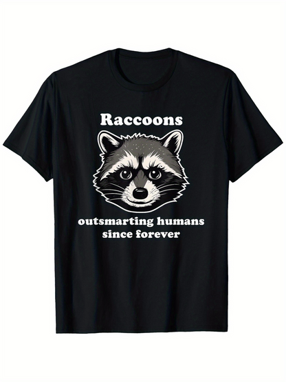Men's Graphic T-Shirt Raccoons Clever Eyes Cartoon Face With Humorous Catchphrase Raccoon