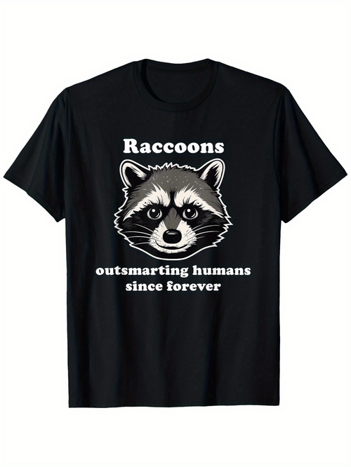Men's Graphic T-Shirt Raccoons Clever Eyes Cartoon Face With Humorous Catchphrase Raccoon