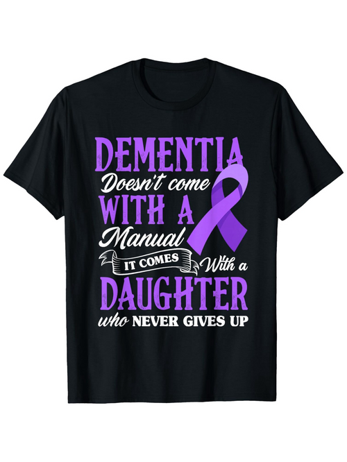 Men's Graphic T-Shirt Dementia Awareness With Purple Ribbon And Inspirational Motivational Text Daughter