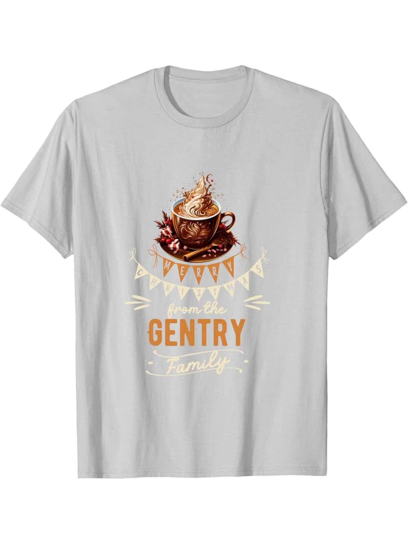 Men's Graphic T-Shirt Gentry Family Coffee Cup With Cinnamon Sticks Surrounded By Festive Bunting