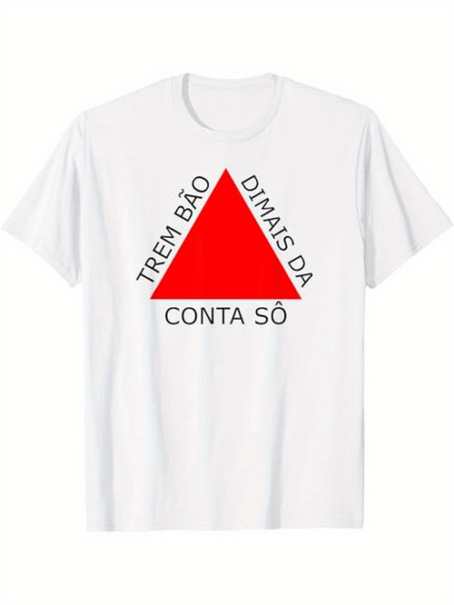 Men's Graphic T-Shirt Geometric Red Triangle With Bold Contrasting Typography Graphic Shirt