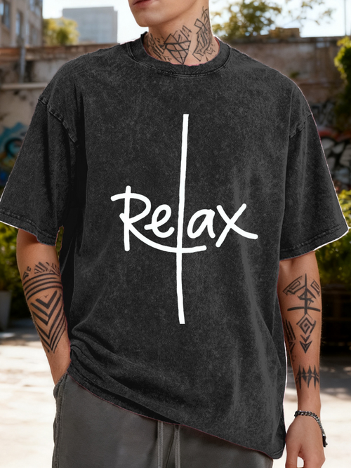 Men's Graphic T-Shirt Relax Minimalist Bold Script On Charcoal Fabric T Shirt