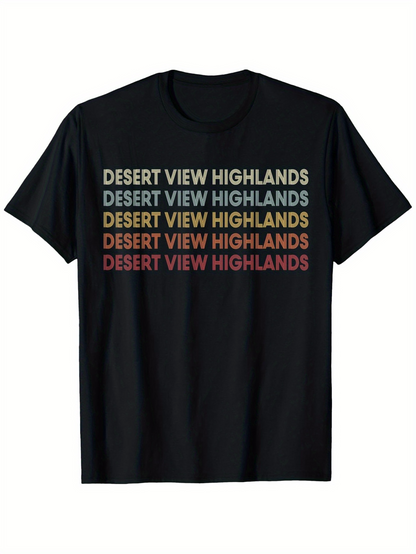 Men's Graphic T-Shirt Desert View Highlands Rainbow Gradient Lettering T Shirt
