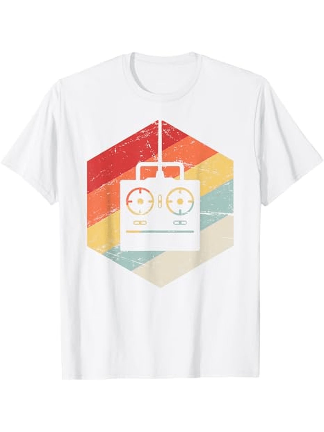 Men's Graphic T-Shirt Retro Colorful Hexagon With RC Controller In Center
