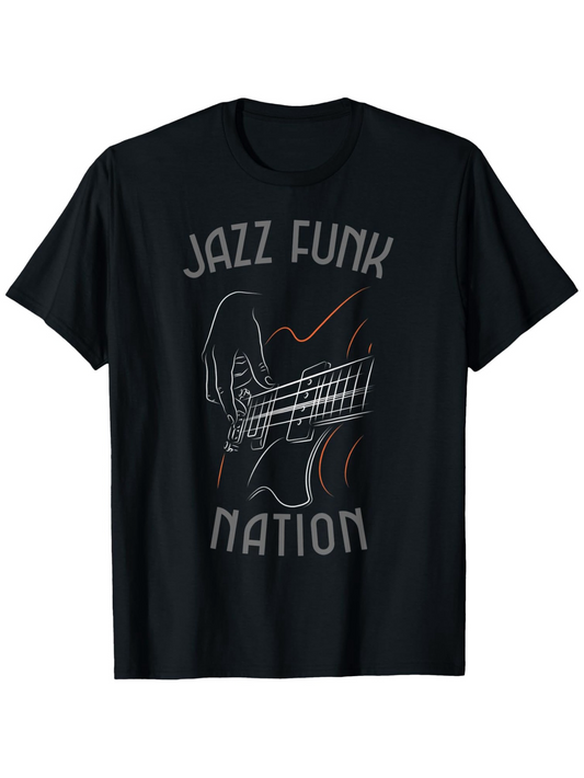 Men's Graphic T-Shirt Jazz Funk Nation Lineart Guitar Hand Graphic Tee