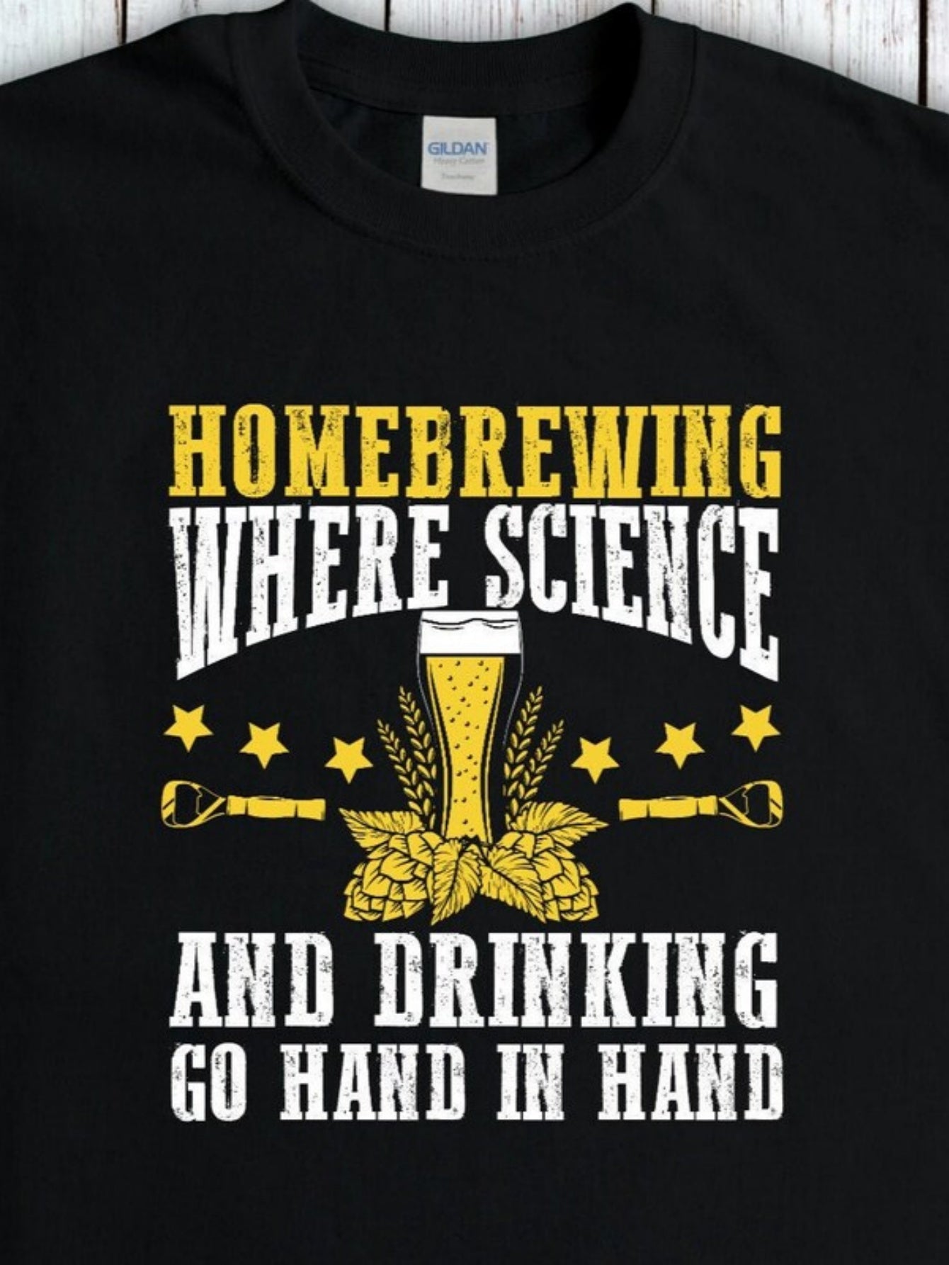 Men's Graphic T-Shirt Homebrewing Where Science And Drinking Go Hand In Hand Golden Hops Wheat And Beer Glass