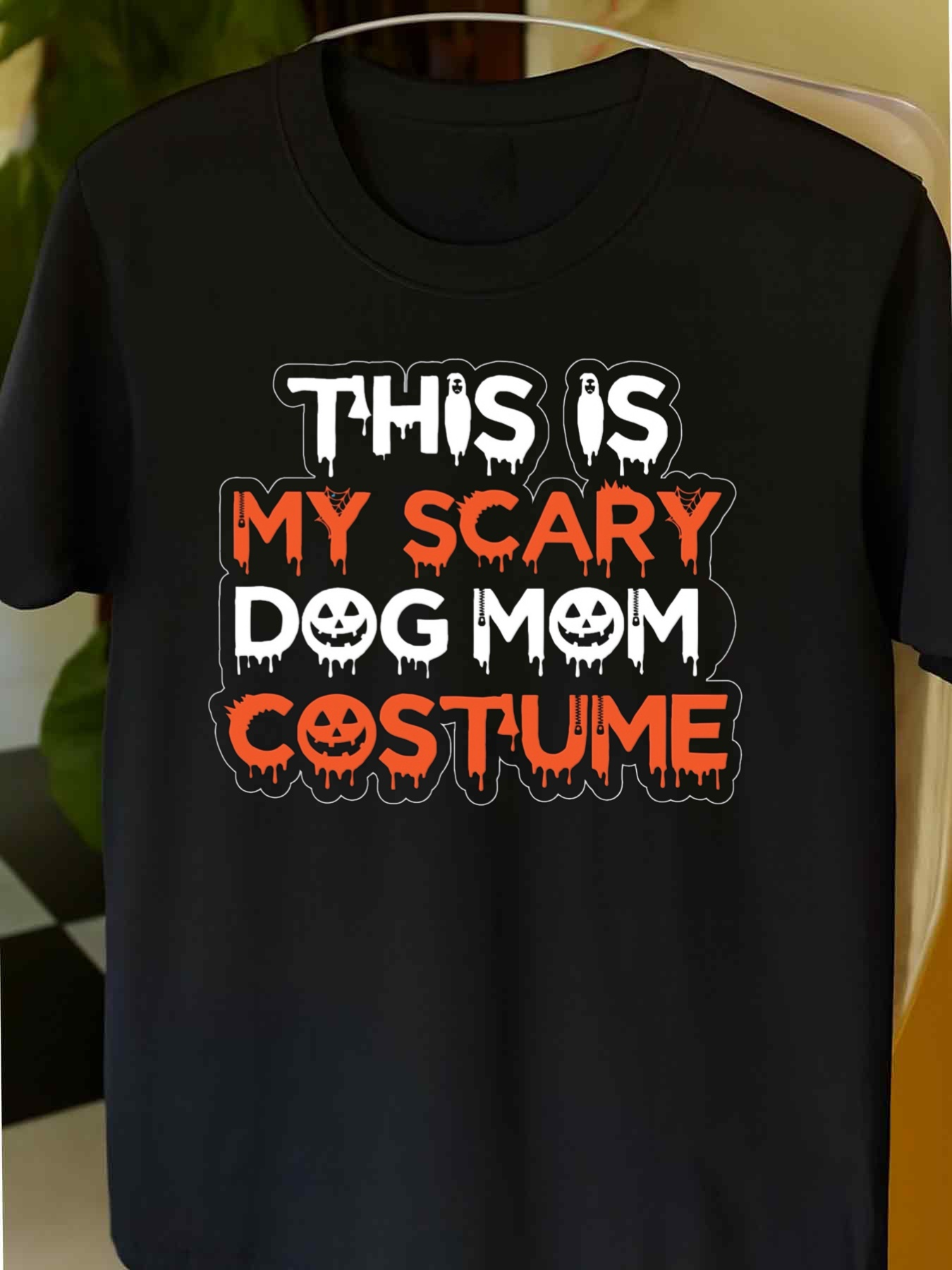 Men's Graphic T-Shirt This Is My Scary Dog Mom Costume Halloween Lettering Typography Design Costume
