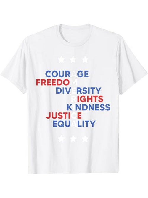Men's Graphic T-Shirt Freedom Diversity Kindness Justice Equality Rights Courage Text