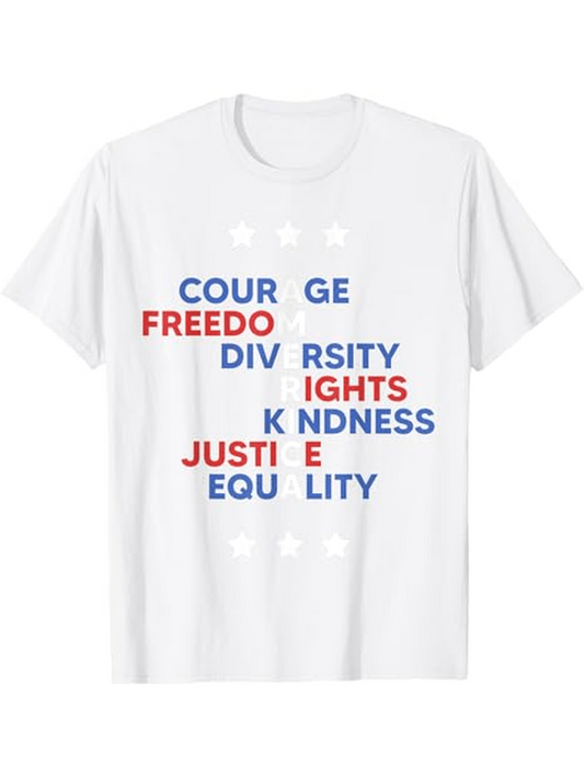 Men's Graphic T-Shirt Freedom Diversity Kindness Justice Equality Rights Courage Text