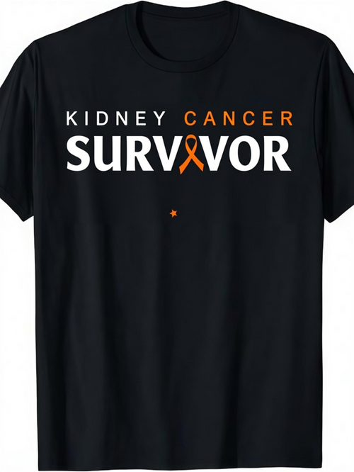 Men's Graphic T-Shirt Kidney Cancer Survivor Bold Text With Orange Awareness Ribbon T Shirt