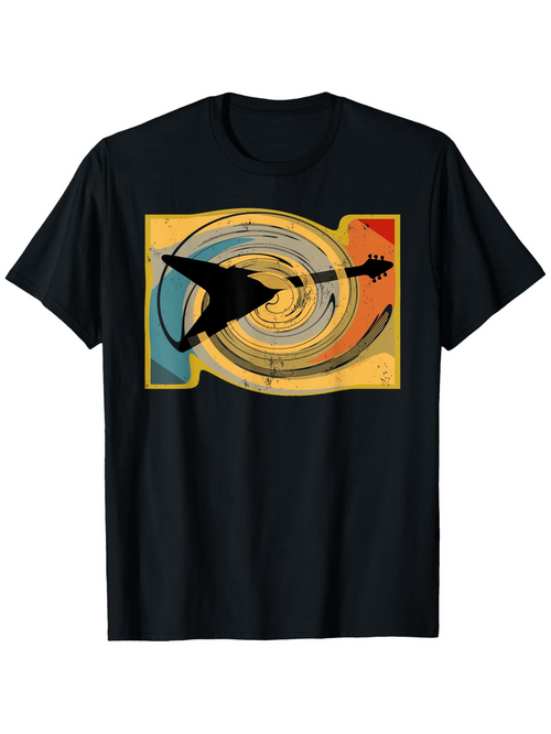 Men's Graphic T-Shirt Retro Colorful Spiral With Silhouette Flying Jet Airplane
