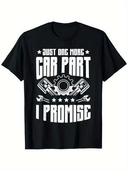 Men's Graphic T-Shirt Just One More I Promise Car Part With Pistons And Tools In Gear Emblem