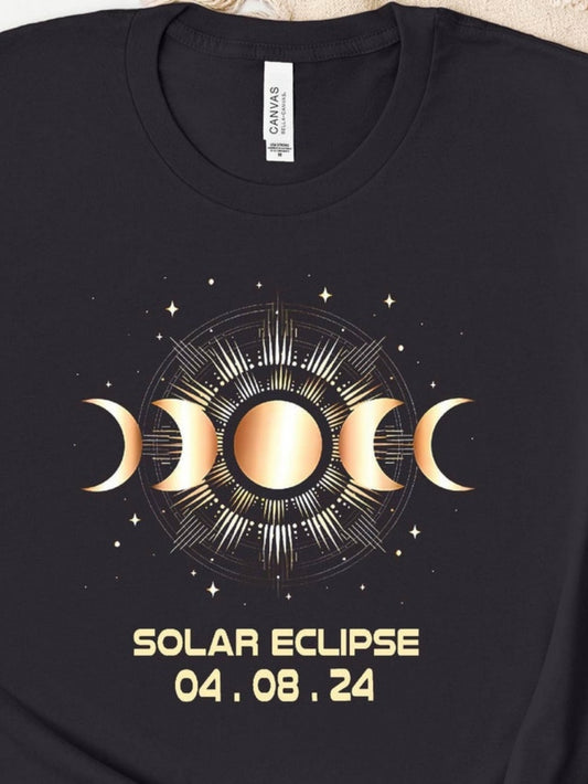 Men's Graphic T-Shirt Solar Eclipse Phases And Brilliant Radiance With Twinkling Stars Sun
