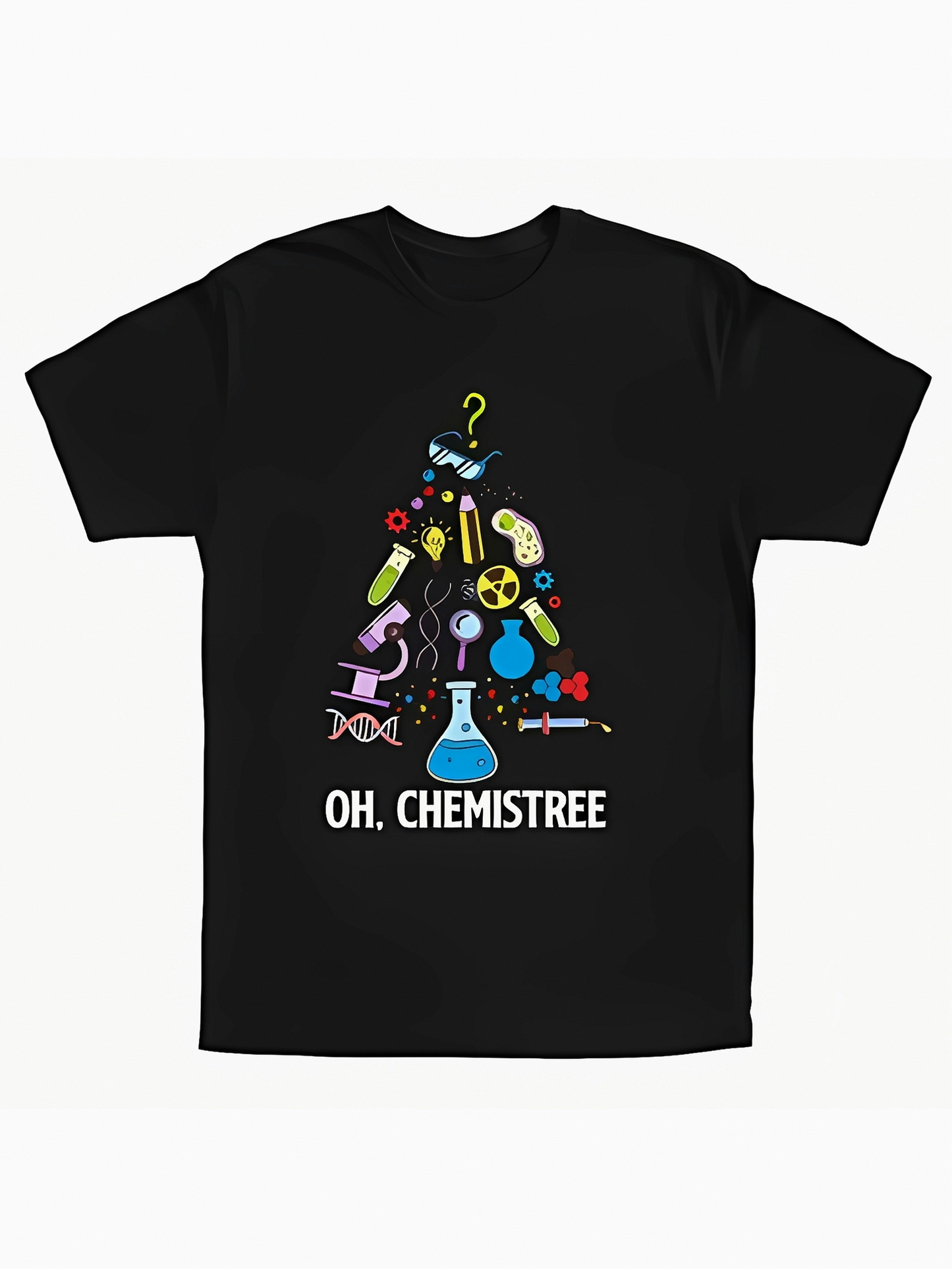Men's Graphic T-Shirt Oh Chemistree Colorful Science Instruments Forming Christmas Tree