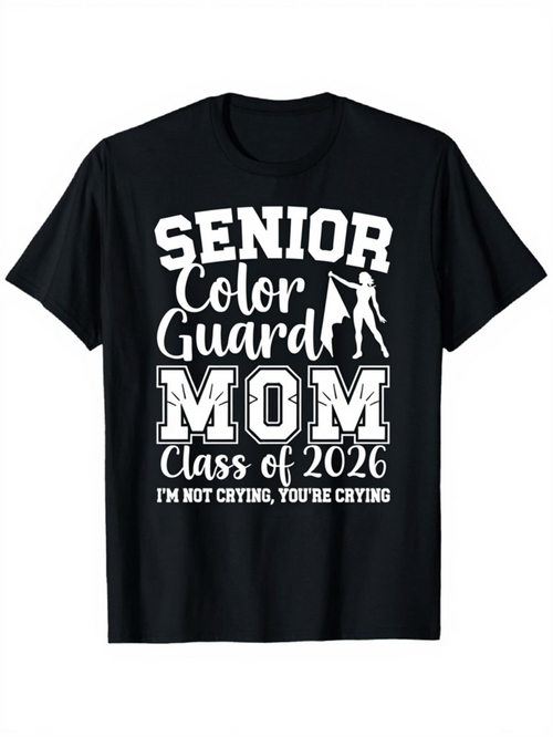 Men's Graphic T-Shirt Senior Color Guard Mom Class Of 2026 With Marching Banner Flag