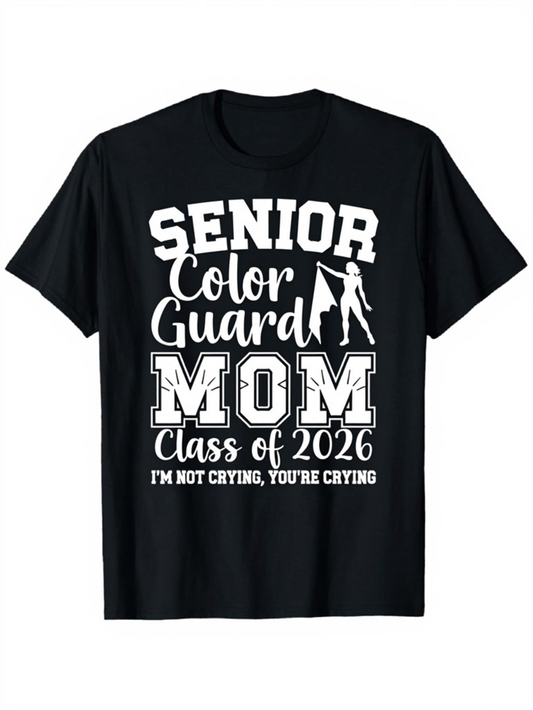 Men's Graphic T-Shirt Senior Color Guard Mom Class Of 2026 With Marching Banner Flag