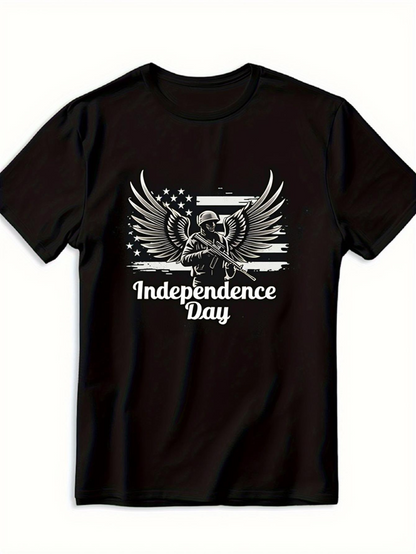 Men's Graphic T-Shirt Independence Day Soaring Eagle With American Flag Graphics