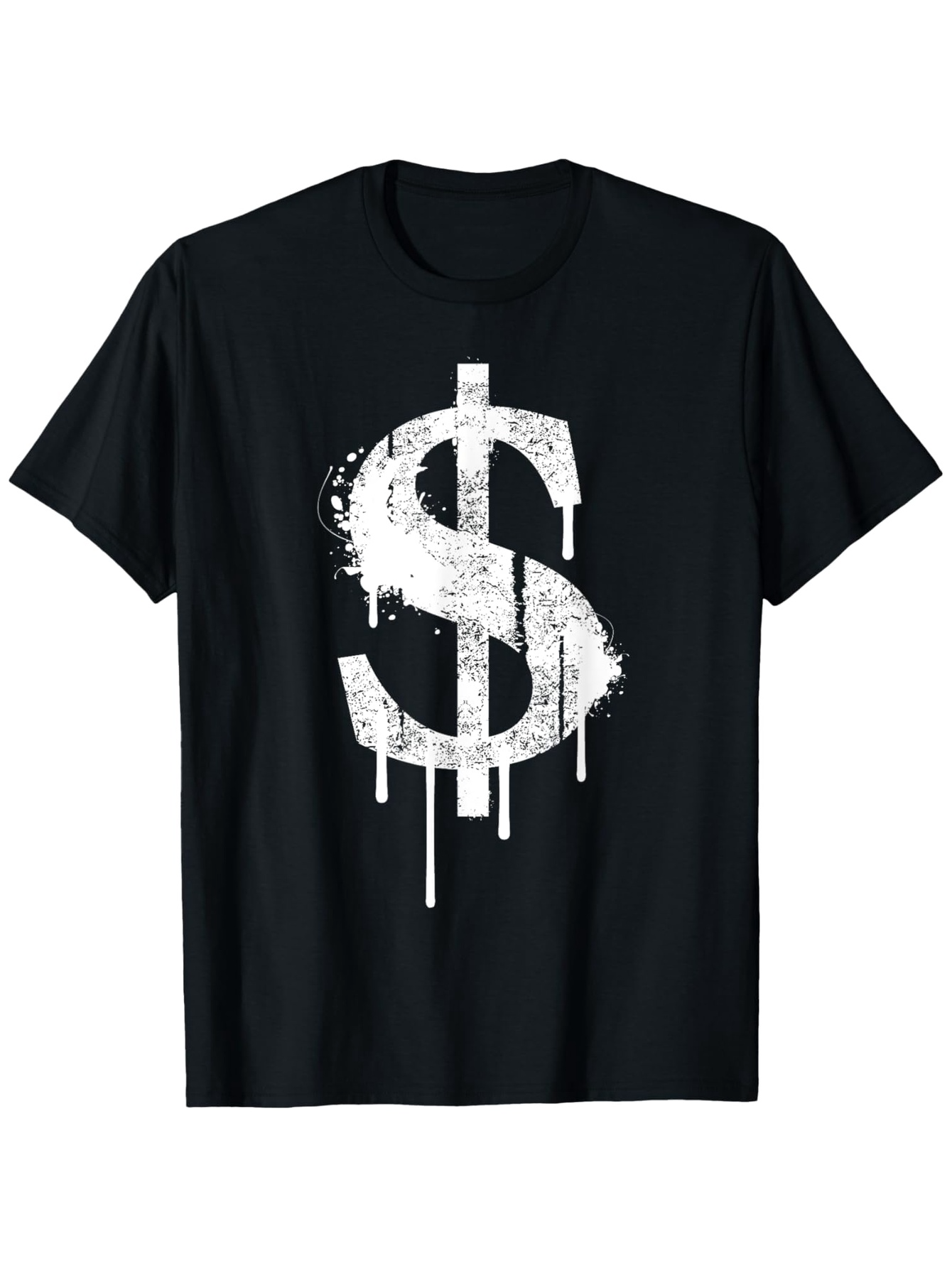 Men's Graphic T-Shirt Graffiti Style Large White Dripping Grunge Symbol Dollar Sign