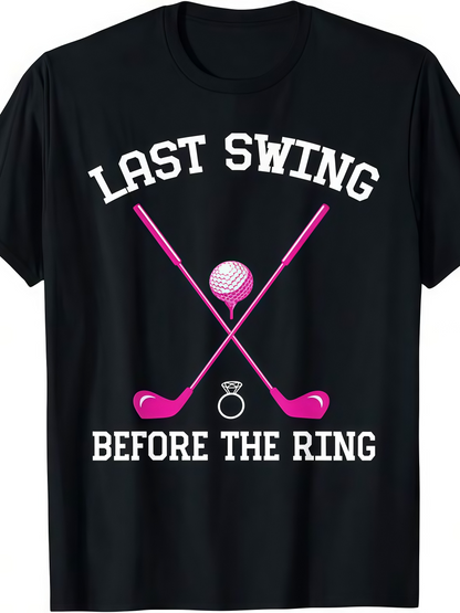 Men's Graphic T-Shirt Last Swing Before The Ring With Pink Golf Clubs And Diamond Ring