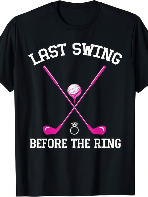Men's Graphic T-Shirt Last Swing Before The Ring With Pink Golf Clubs And Diamond Ring