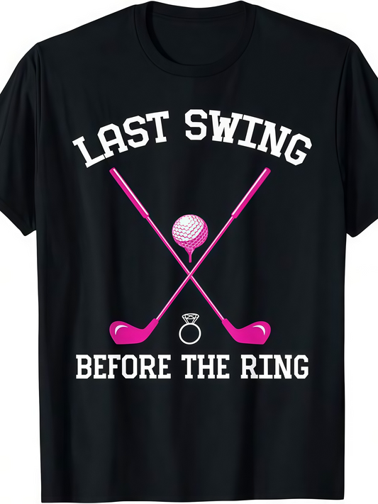 Men's Graphic T-Shirt Last Swing Before The Ring With Pink Golf Clubs And Diamond Ring