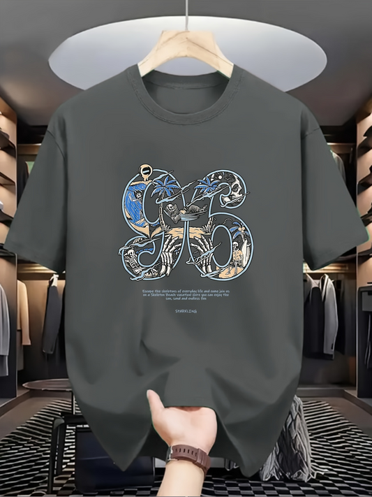 Men's Graphic T-Shirt Vintage Galaxy Landscape With Abstract Number Six Design