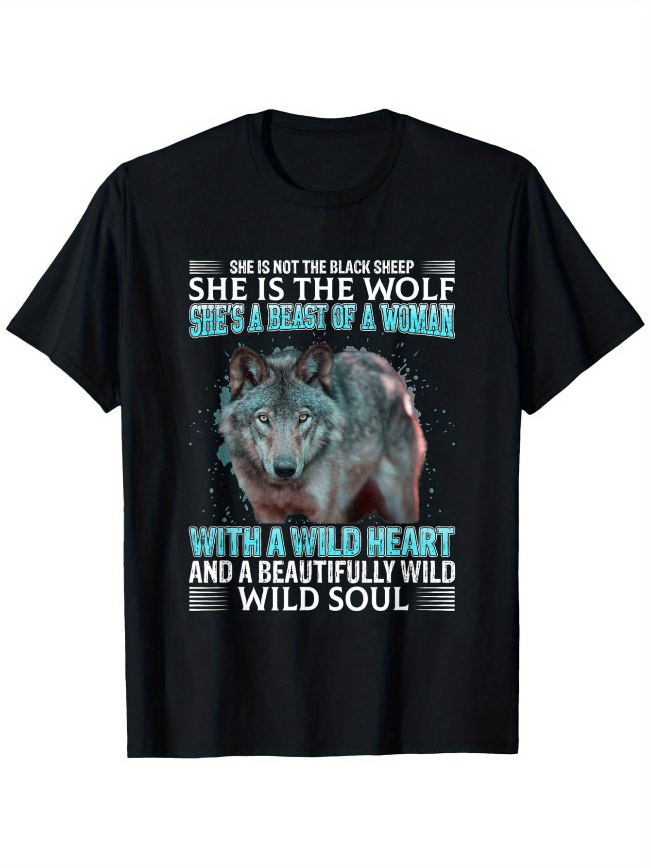 Men's Graphic T-Shirt She Is The Wolf Among Stars Wild Forest With Majestic Grey Wolf