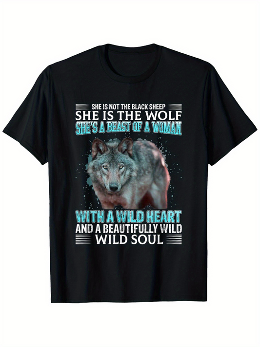 Men's Graphic T-Shirt She Is The Wolf Among Stars Wild Forest With Majestic Grey Wolf