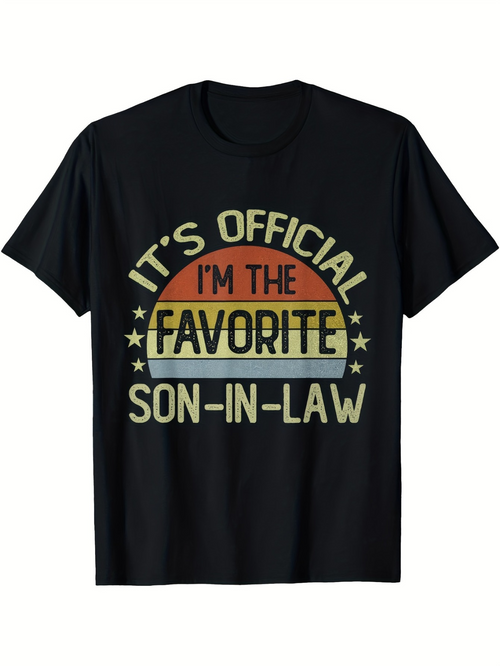 Men's Graphic T-Shirt Its Official Im The Favorite Son In Law Retro Sunset Graphic T Shirt