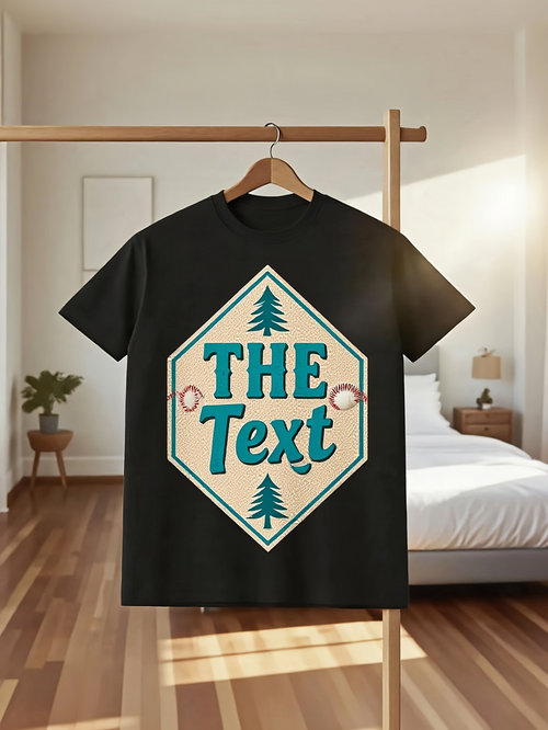 Men's Graphic T-Shirt The Text Retro Badge With Trees And Geometric Diamond Shape